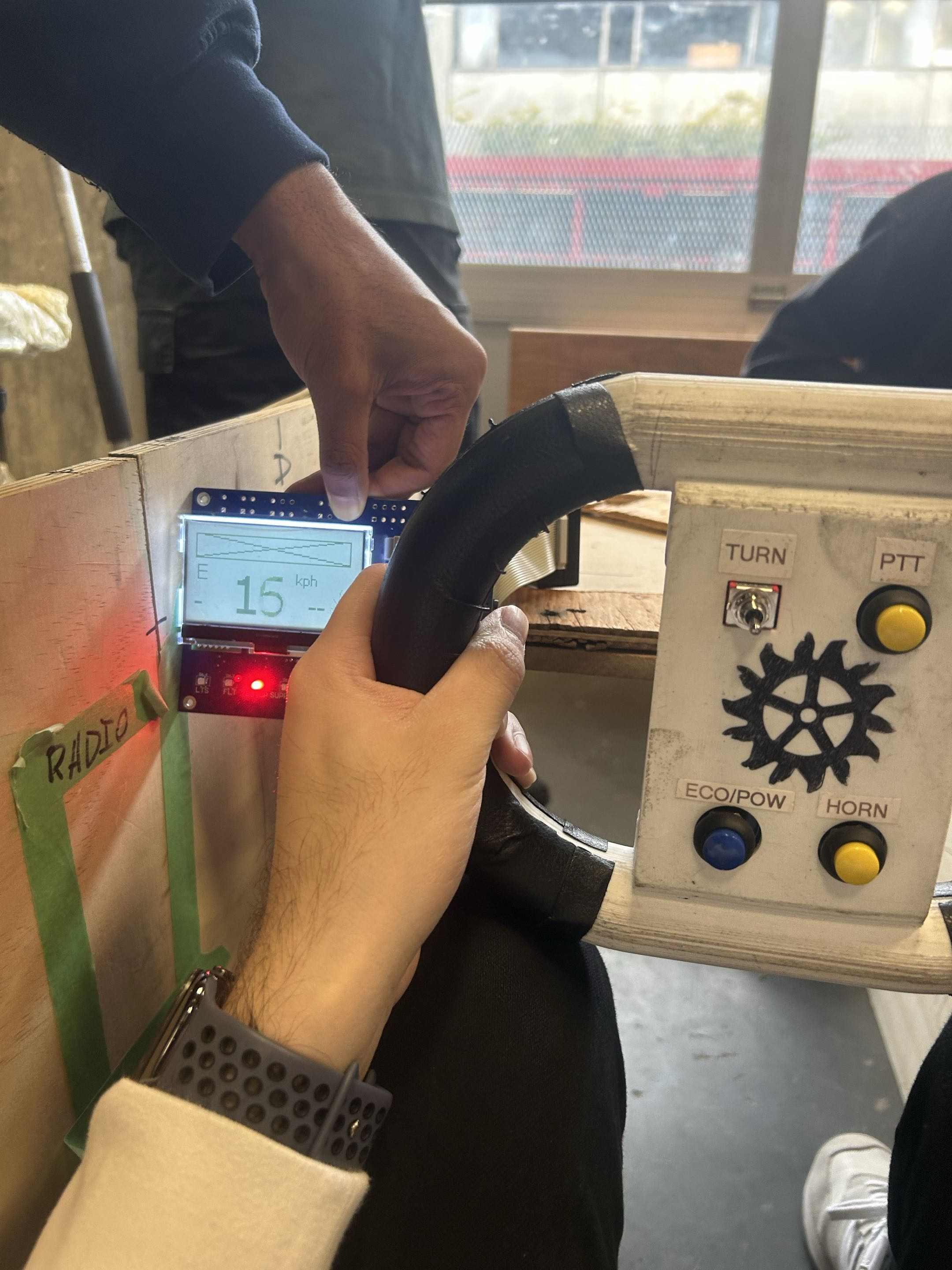Driver Dashboard prototype integrated with steering controls